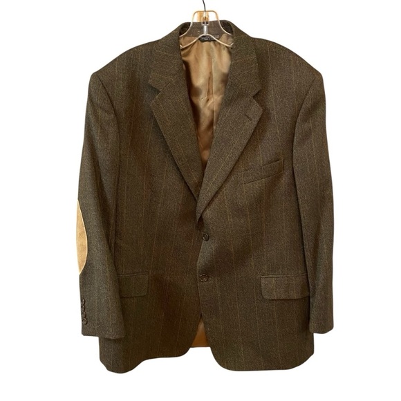 EVAN PICONE MEN’S BLAZER Wool Tweed Sports Coat Leather Elbow Patches Size 44R - Picture 1 of 13